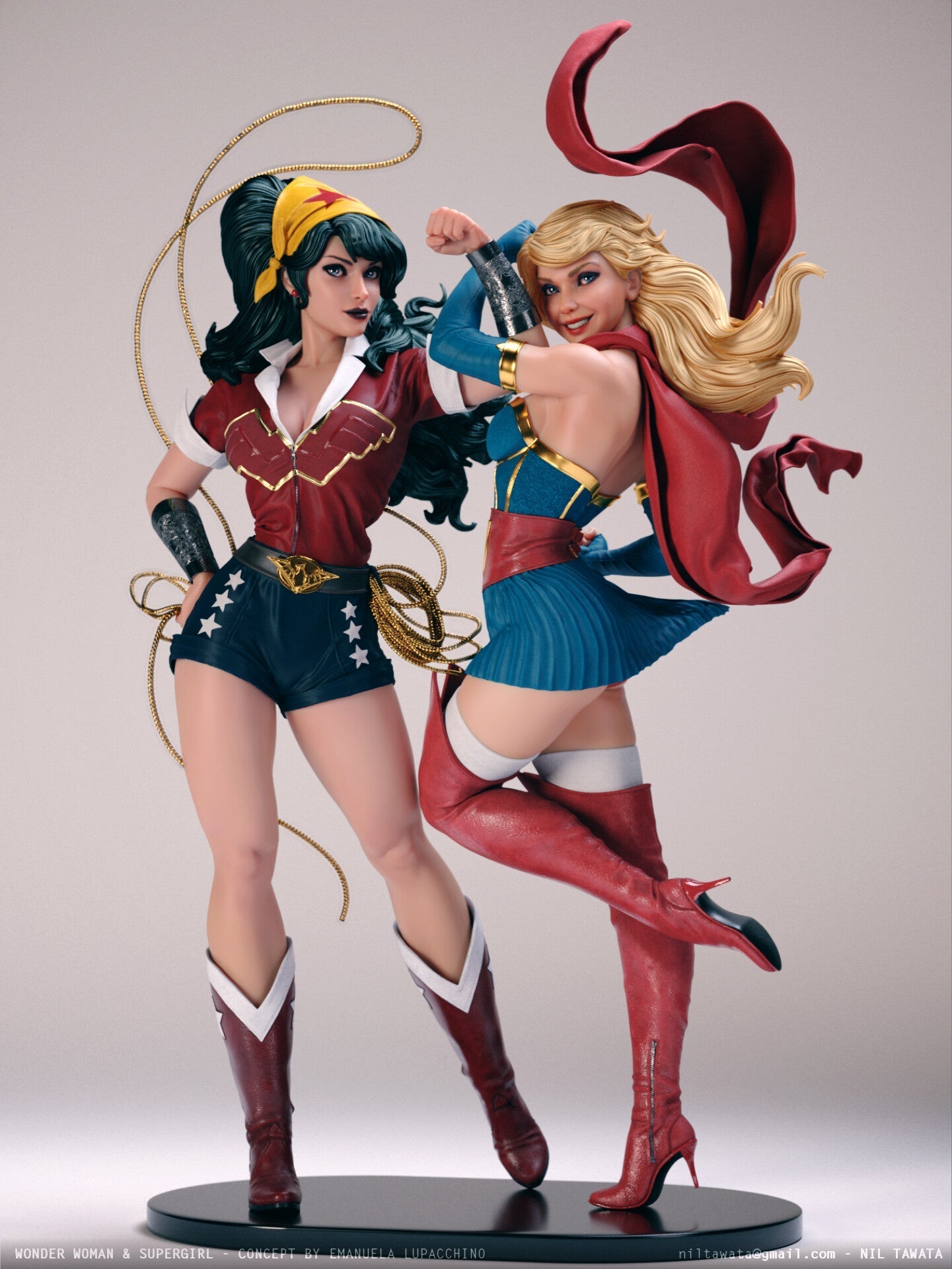 Classic Wonder Woman And Supergirl - STL 3D Print Files - 3D Printed Garage Kit ガレージキット Resin Model Scale Figure フィギュア