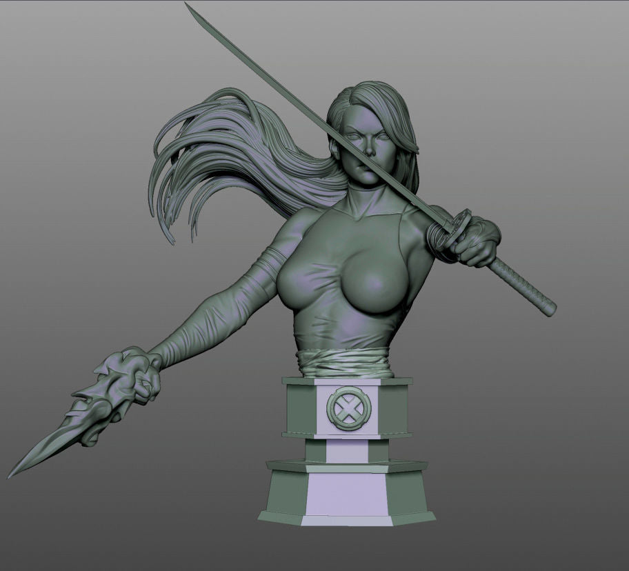 1452 Psylocke Special Edition - X-MEN - STL 3D Print Files - 3D Printed Garage Kit ガレージキット Resin Model Scale Figure フィギュア