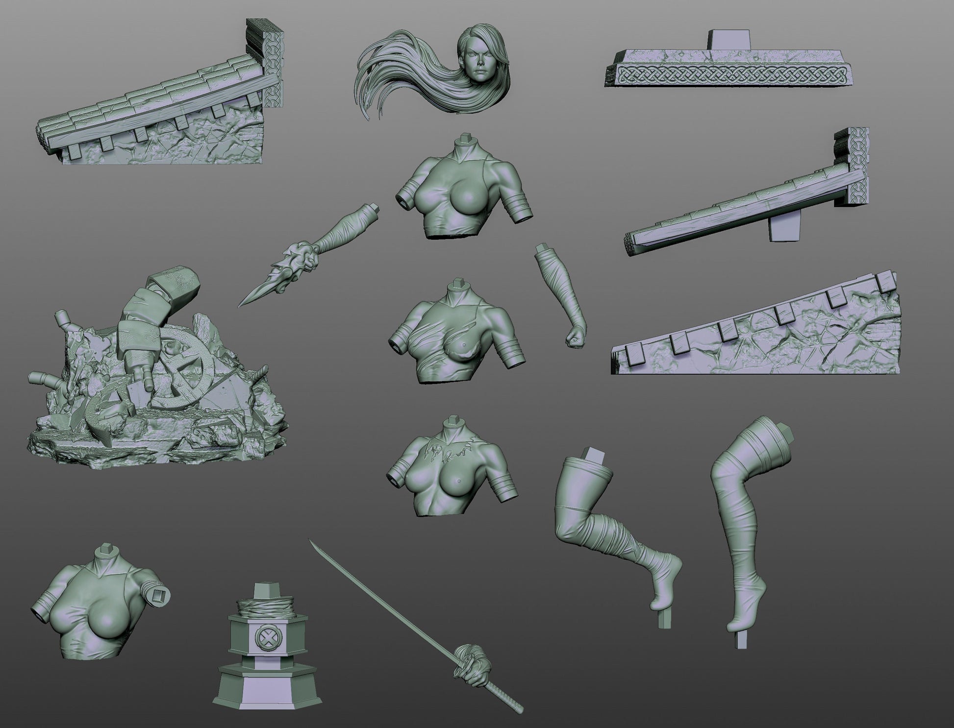 1452 Psylocke Special Edition - X-MEN - STL 3D Print Files - 3D Printed Garage Kit ガレージキット Resin Model Scale Figure フィギュア