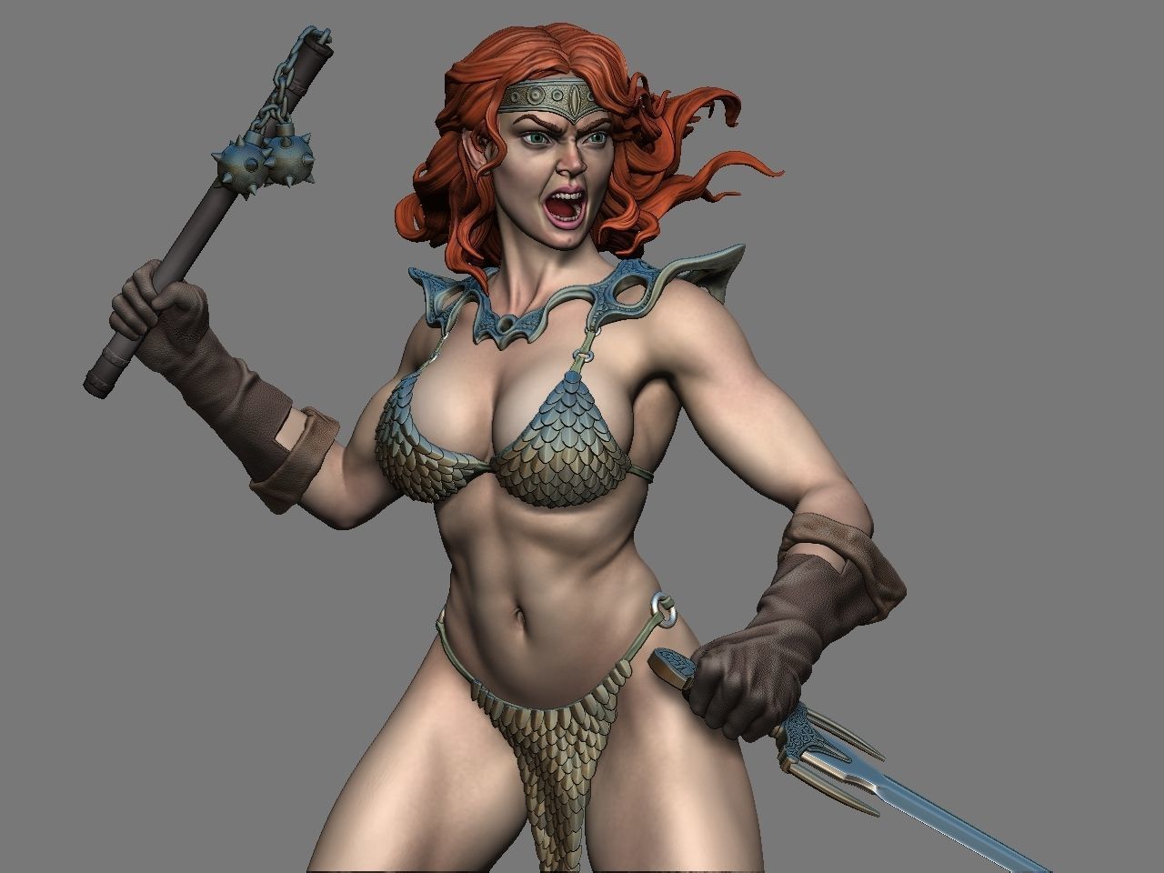 1396 Red Sonja Special Edition - Marvel Comics - STL 3D Print Files - 3D Printed Garage Kit ガレージキット Resin Model Scale Figure フィギュア