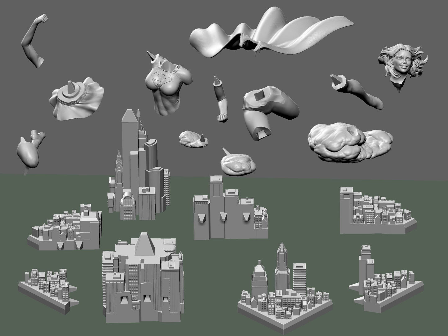 Supergirl Fly Special Edition - STL 3D Print Files - 3D Printed Garage Kit ガレージキット Resin Model Scale Figure フィギュア