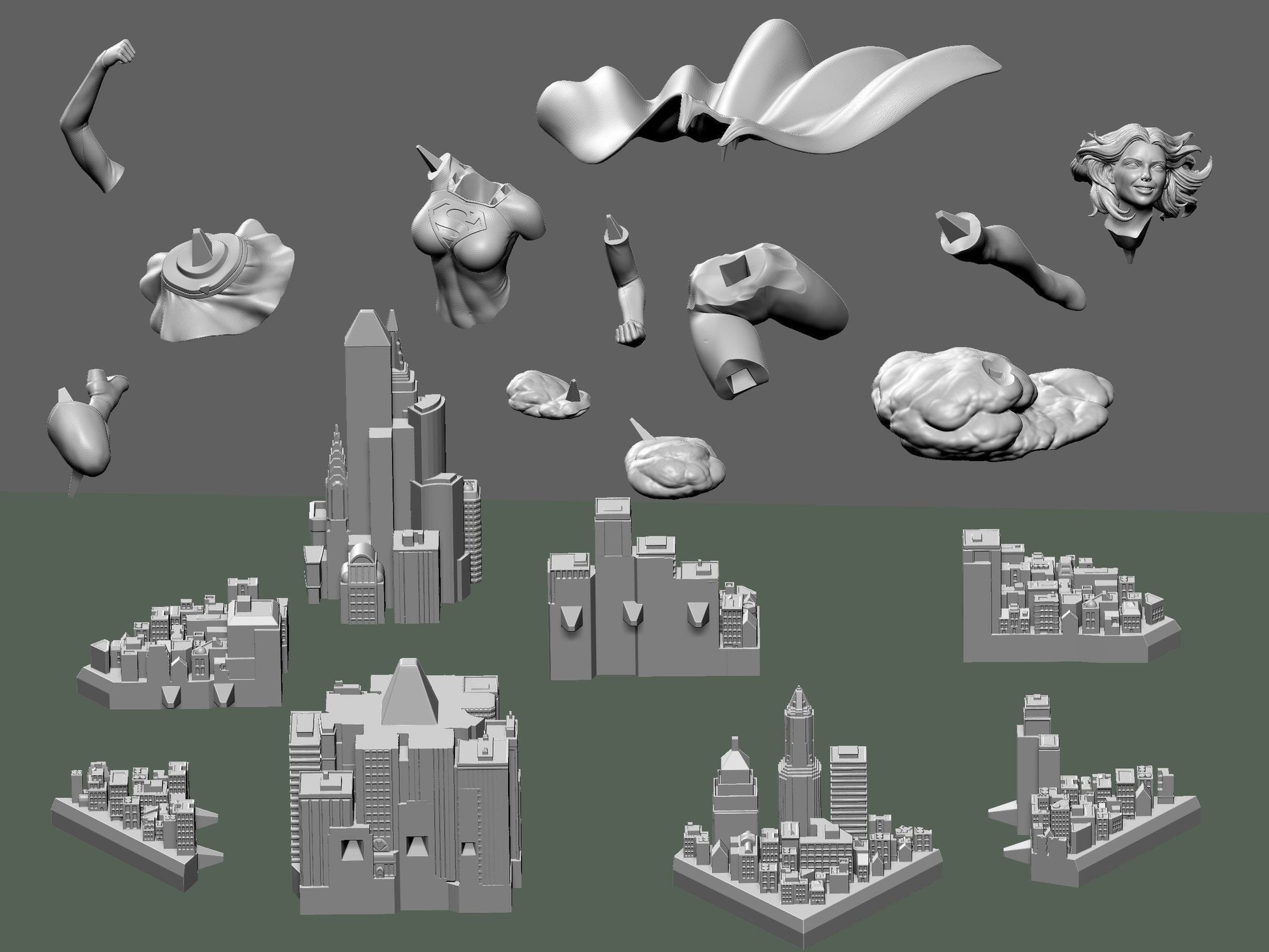 Supergirl Fly Special Edition - STL 3D Print Files - 3D Printed Garage Kit ガレージキット Resin Model Scale Figure フィギュア