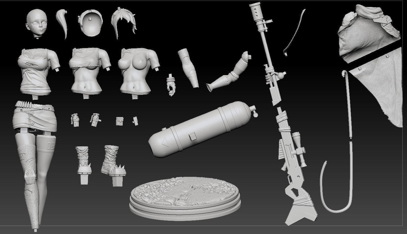War Girl Special Edition - STL 3D Print Files - 3D Printed Garage Kit ガレージキット Resin Model Scale Figure フィギュア